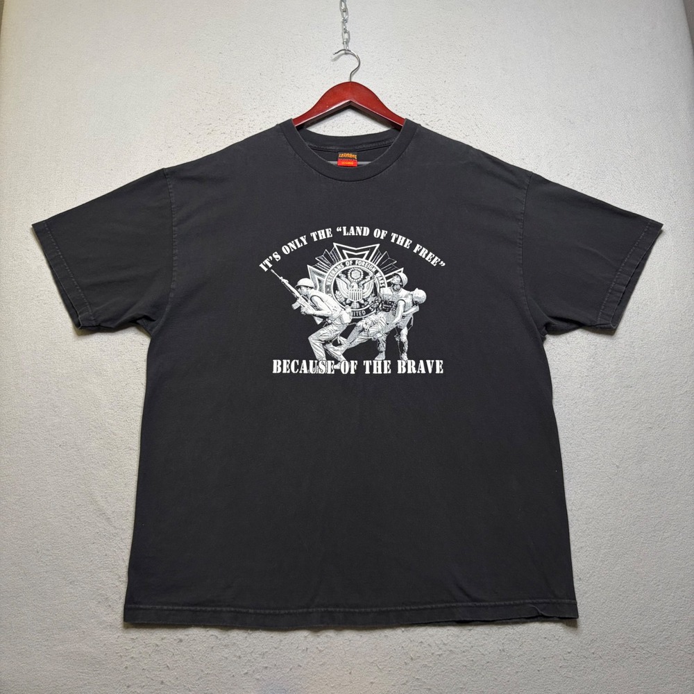 Hot Leathers T-Shirt Mens 2XL Black VFW Land of the Free Military Graphic Tee